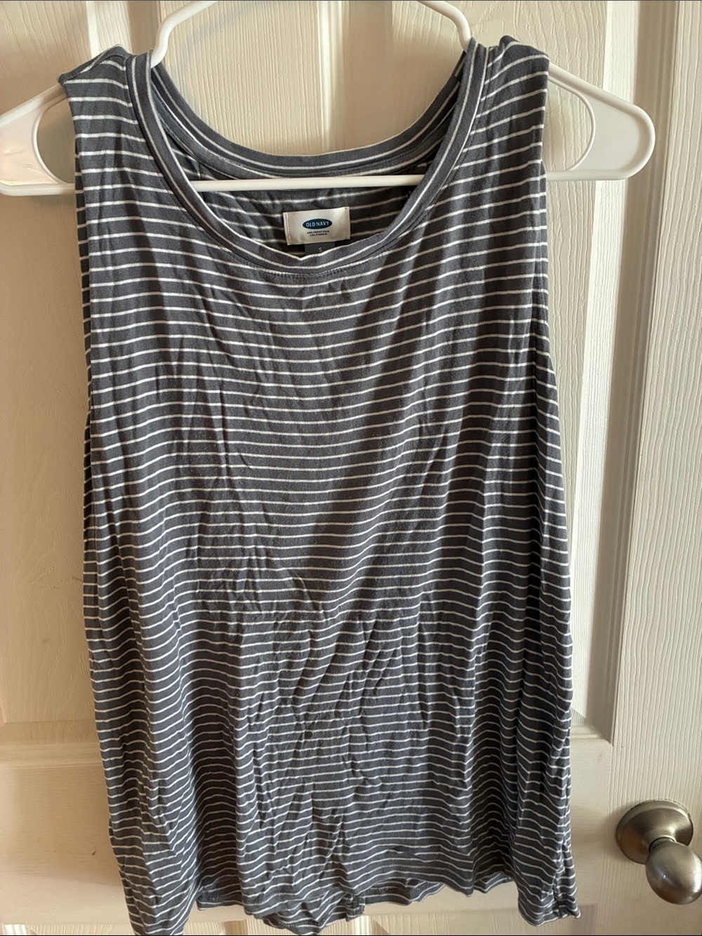Old Navy gray/white striped tank size small split back